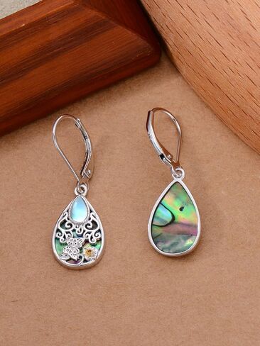 Seiyang Natural Abalone Shell Butterfly Earrings 925 Sterling Silver Leverback Dangle Earrings Butterfly Jewelry Gifts for Women in Kuwait