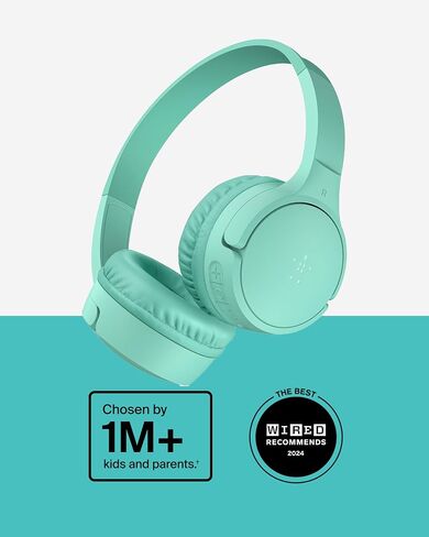 Belkin SoundForm Mini Kids Wireless Headphones with Built in Microphone, On Ear Headsets Girls and Boys for Online Learning, School, Travel Compatible with iPhones, iPads, Galaxy and More - Black in Saudi Arabia
