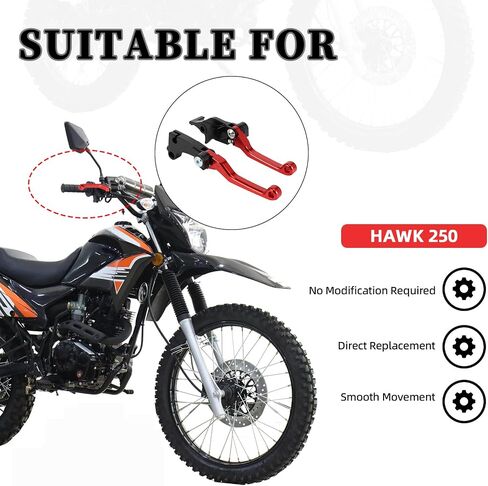 Clutch Brake Levers for Hawk 250,CNC Motorcycle Billet Pivot Handle Lever for Hawk 250cc - Red in Kuwait