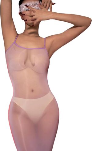Bodystocking for Women Sexy Bodysuits Nylon Sheer Dress Adjustable Halter Silky Oily Bodysuit Glossy Body Stockings in Saudi Arabia