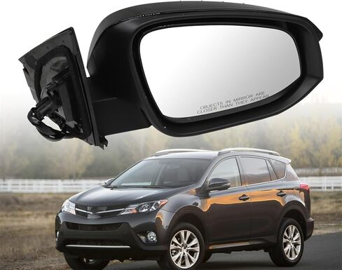 Right Passenger Side Mirror Assembly Compatible with RAV-Four 2013-2015 Textured Black Side Door Mirror with Power Adjustment Rearview Mirror Replace 87910-42B70 (3Pins Black) in Kuwait