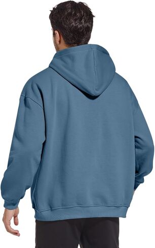 Men's Fleece Basic Solid Color Hoodie Plain Loose Fit Hooded Sweatshirt Trendy Casual Pullover With Pockets in Saudi Arabia