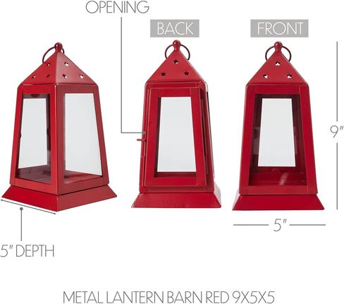 Metal Lantern Barn Red Tealight Holder 9x5x5 in Kuwait