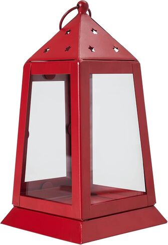 Metal Lantern Barn Red Tealight Holder 9x5x5 in Kuwait