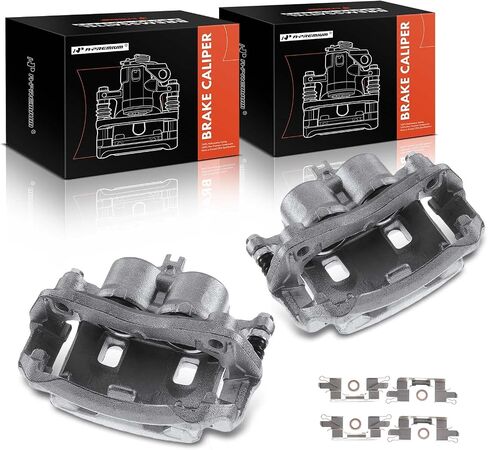 A-Premium Disc Brake Caliper Assembly with Bracket Compatible with Select Nissan and Suzuki Models - Frontier 2005-2016, Equator 2009-2012, L4 2.4L, L4 2.5L - Front Driver and Passenger Side, 2-PC Set in Saudi Arabia