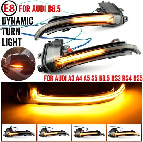2pcs Dynamic Sequential Blink LED Side Mirror Turn Signal Light Assembly Compatible with Au-di A6 A3 8P A4 A5 B8.5 RS3 RS4 RS5 in Saudi Arabia