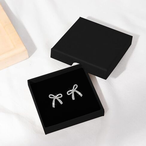 Dainty Bow Earrings for Women Trendy Sparkly Bow Stud Earrings Silver Rhinestone Earrings Bow Jewelry for Wedding Prom Outfits Christmas Gifts 2024 in Saudi Arabia