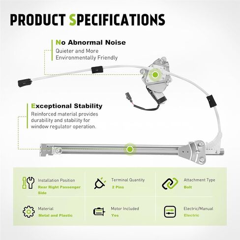 منظم نوافذ الطاقة لجانب السائق الأمامي مع محرك (2 دبابيس) مناسب لسيارة جيب ليبرتي KJ 2002-2006، 741-526 in Kuwait