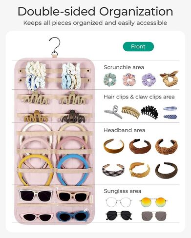 BAGSMART Hanging Jewelry Organizer Claw Clip Holder for Headbands, Sunglasses, Hair Clips, Claw Clips Double-Sided on Closet, Wall, Door, 1 piece, Large-Light Beige in Kuwait
