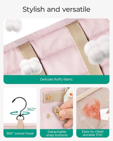 BAGSMART Hanging Jewelry Organizer Claw Clip Holder for Headbands, Sunglasses, Hair Clips, Claw Clips Double-Sided on Closet, Wall, Door, 1 piece, Large-Light Beige in Kuwait