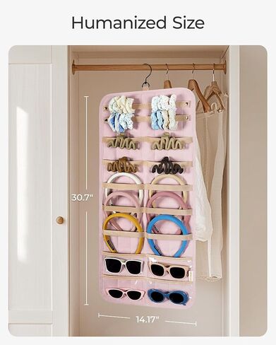 BAGSMART Hanging Jewelry Organizer Claw Clip Holder for Headbands, Sunglasses, Hair Clips, Claw Clips Double-Sided on Closet, Wall, Door, 1 piece, Large-Light Beige in Kuwait