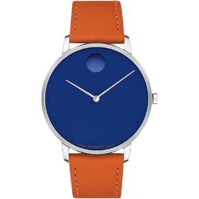 Movado Face Men's Watch - Swiss Quartz Movement, Leather Strap - 3 ATM Water Resistance - Luxury Fashion Timepiece for Him - 41mm