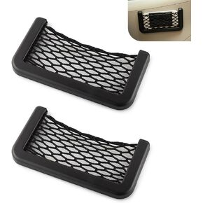2 PCS Car Storage Net Replacement, 7.87In x 3.14In Vehicle Cargo Pocket, Adhesive Installation, Universal Automotive Seat Cargo Mesh Accessories for Truck SUV Car (Black)