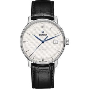 Rado Coupole Automatic Men White Dial, Blue Hands, Date Display at 3 o'clock and Black Leather Strap