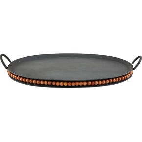Mud Pie Tin Oval Beaded Tray; 15 1/2" x 23 1/4"