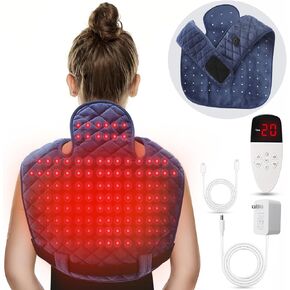 Heating Pad with Red Light Therapy: 2 in 1 Wearable RLT Heating Pad for Neck Shoulders Back Pain Relief & Birthday Gifts for Women Health Care Products - White Elephant Gifts Idea for Mom & Wife