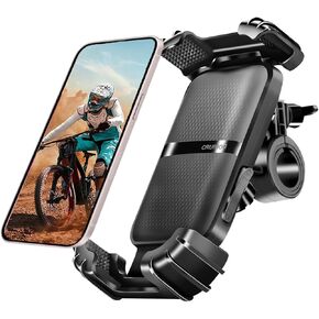 Bike Phone Holder,Motorcycle Bicycle Handlebar Phone Mount,360°Rotation Silicone Wrapped Phone Clamp,One-Touch Quick Lock Scooter Stroller Phone Clip,for 4.7-6.8" Phones,Thick Cases Friendly