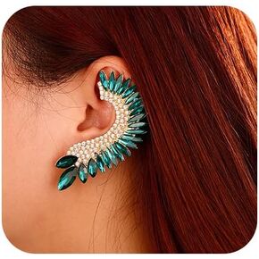 Denifery Boho Rhinestone Ear Climber Earrings Crystal Ear Crawler Earrings Punk Crystal Ear Climbing Earrings for Women (Blue)