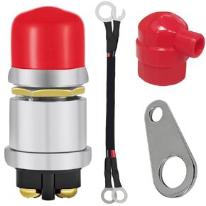 3pcs Red/Black Push Start Button Switch 12V 50A Heavy Duty Momentary Push Button Switch Waterproof Weatherproof Engine Starter Marine Horn Button 12V for Car Marine Boat Truck Lawn Tractor