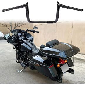 12" Ape Hangers Handlebars 1 ½ Meathook Bagger Bar Compatible With 1986-2023 Harley Touring Street Glide Electra Glide Models with Bating Fairing（Gloss Black）