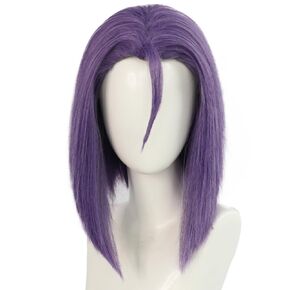 Purple Cosplay Wigs for Women Men Short Purple Wigs for Halloween Costume Party Straight Synthetic Cartoon Wig Outfit Anime Cosplay Wig for Christmas Party + Wig Cap