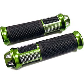 MMG Universal Handlebar Grips 7/8 inches, 22mm, Aluminum Soft Rubber Motorcycle Scooter, Diamond, Green
