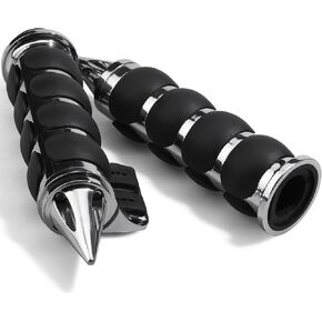 1 inch Motorcycle Hand Grips Universal Non-Slip Rubber for Harley Davidson Street Glide Sportster 883 Honda Yamaha Suzuki Kawasaki Cruisers 25mm Handlebar Throttle Grips Black Chrome