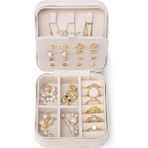 Vlando Travel Jewelry Case, Small Travel Jewelry Organizer Box for Girls Women - Blue