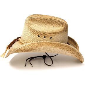 Western Express Palm Straw Cowboy Hat - Classic Brown Cattleman Style with Curled Brim | Cowboy Hats for Men and Women