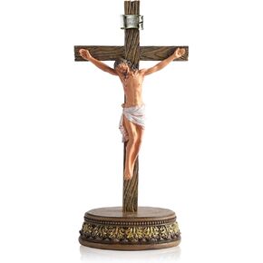 Jesus Cross Statue,Catholic Cross Decor Standing Crucifix,Catholic Statues Cross for Home Decor Gift,Catholic Altar Cross Table Decor,Crucifijos Catolicos