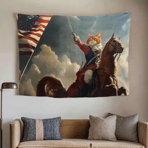 Vikooyes The Fighting Orange Cat Tapestry Wall Hanging Decor for Bedroom Living Vintage Poster Flag Décor (39"x27.5")