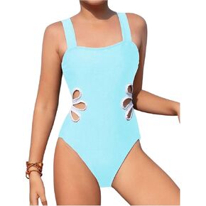 SHENHE Girl's Colorblock Cut Out One Piece Swimsuit Beach Sports Swimwear Bathing Suit in Kuwait