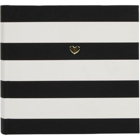 Frames & Accents Faux Leather Black and White Striped Heart Photo Album, Holds 160 4" x 6" Photos