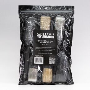 Car Detailing Brush Set, (2) Boar's Hair, (2) Extra-Soft, (2) Nylon Brushes, for Interiors and Exteriors, Cleans Air Vents, Leather Seats, Trim, Wheels, Emblems, Engine Bay, 6-Piece Set