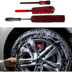 Car Wheel Brush Kit (3 Pack), Synthetic Soft Brush and Detail Brush