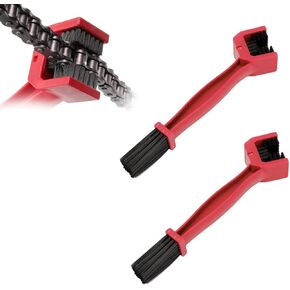 2 PCS Motorcycle Chain Brush, Chain Gears Maintenance Cleaning Brush, Bicycle Chain Cleaning Brush Tool for Motorcycle Bicycle Scooter Tricycle, Motorcycle Accessories (Red+Blue)