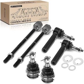 A-Premium Set of 6, Front Lower Ball Joint, Inner Outer Tie Rod End, Compatible with Chevrolet & GMC & Cadillac - 2007-2014 - Silverado 1500 Suburban 1500 Tahoe Avalanche Sierra 1500 Yukon Escalade