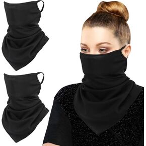 MoKo Scarf Mask Bandana with Ear Loops 3 Pack, Neck Gaiter Balaclava Dust UV Sun Protection Outdoors Face Mask for Women Men