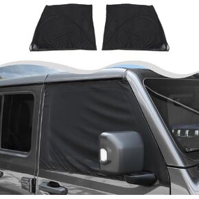 Car Front Window Screens Set Protection from Bugs UV and Car Mosquito Net for Camping Breathable Mesh Car Window Covers Privacy Blackout Compatible with TJ/JK/JL/JT/BJ40/WEY 2021+ /Suzuki Jimny