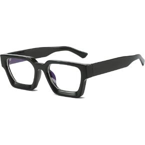 LJCZKA Square Blue Light Blocking Glasses for Women Men Thick Frame Computer Gaming Eyeglasses Anti Eyestrain Glasses