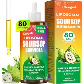 سائل Soursop Bitters 880MG، قطرات سائلة متعددة الفيتامينات مع مزيج عشبي من أوراق Soursop، لدعم الخلايا وتجديدها، والمناعة، والكبد، والأمعاء، وZzz ومضادات الأكسدة | 2.8 أونصة سائلة - كمية كافية لمدة 80 يومًا