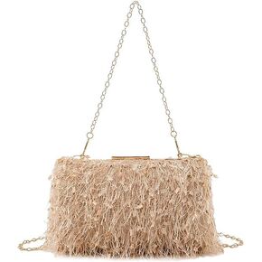 Clutch Purse for Women,Fluffy Evening Handbag for Wedding Anniversary Party