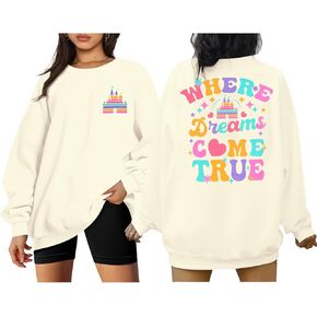 ASTANFY Magic Kingdom Sweatshirt for Women Castle Graphic Sweatshirts Oversized Family Vacation shirts Long Sleeve Pullover