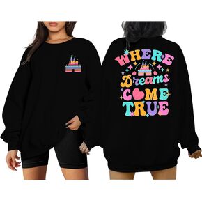 ASTANFY Magic Kingdom Sweatshirt for Women Castle Graphic Sweatshirts Oversized Family Vacation shirts Long Sleeve Pullover in Kuwait