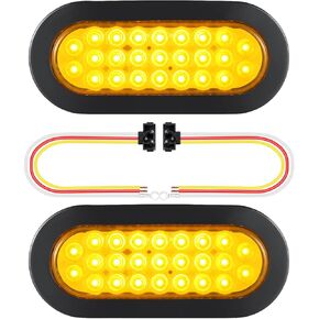 AT-HAIHAN Pack of 2 Oval Amber LED Strobe Light with Triple Flash and Steady-on Patterns for Trucks, Trailer Turn Signal Lights