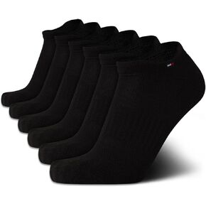 Tommy Hilfiger Men's Low Cut Tab Socks - 6 Pack Performance Cushioned Ankle Socks - Soft Athletic Socks for Men (Size7-12