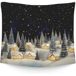 WAITPI Winter Snow Ski Skiing Lift Forest Hanging Wall Tapestry for Bedroom, Black And White Winter Mountain Wall Tapestries,Christmas Seasonal Wall Hanging for Skier living Room Dorm Decor 50x60 in