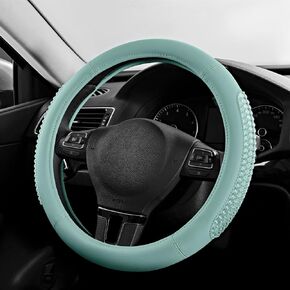 PIC AUTO Gel Particles Steering Wheel Cover, Black Luxury Leather Car Steering Wheel Protector, Universal Fit 14.5"-15.5" Anti-Slip Car Interior Accessories for Girls & Women