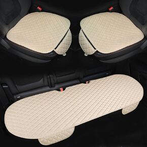Car Seat Cover,Linen Seat Cushions for Car Accessories, 2 Car Front Seat Covers and 1 Rear Bench Cover for Automotive, SUV, Truck,Van(Black)