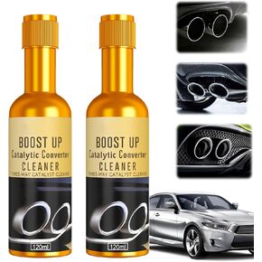 2pcs Catalytic Converter Cleaner Auto Parts Engine, Exhaust System Pipe Carbon Removal Cleaner Treatment Additive Oil, Fuel System Treatment Oil Additive for Gas and Diesel Car